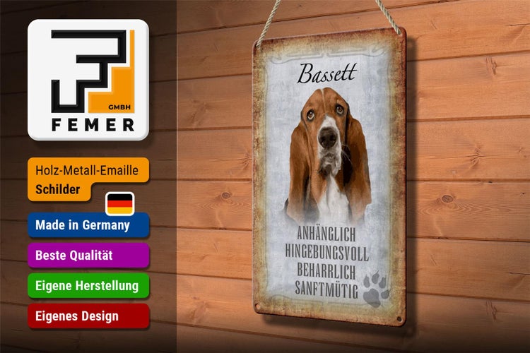 Blechschild Spruch 20x30cm Bassett Hund Schild