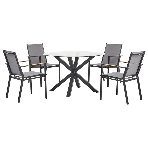 Gartenmöbel Set 4-Sitzer MALETTO/BUSSETO Glas Schwarz