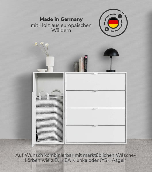 mokebo Wäscheschrank in Weiß 'Der Wäschehüter', Wäschesortierer mit 1 Fach, auch als Wäschekorb, Wäschesammler oder Wäschetruhe
