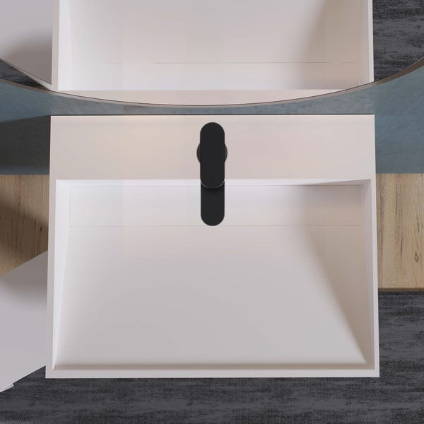 Stilform Wandwaschbecken 60x46x28 cm | Mineralguss mit Ablagefach | Weiß matt
