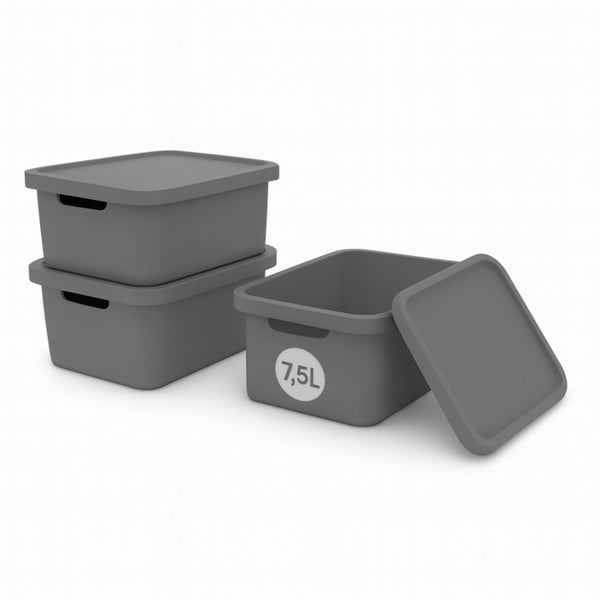 Stapelbare Aufbewahrungsboxen mit Deckel, Fassungsvermögen 7,5 Liter