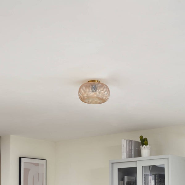 Lindby Deckenlampe Hildur in Creme aus Glas (1 flammig, E27) - Deckenleuchte Lampe Wohnzimmerleuchte