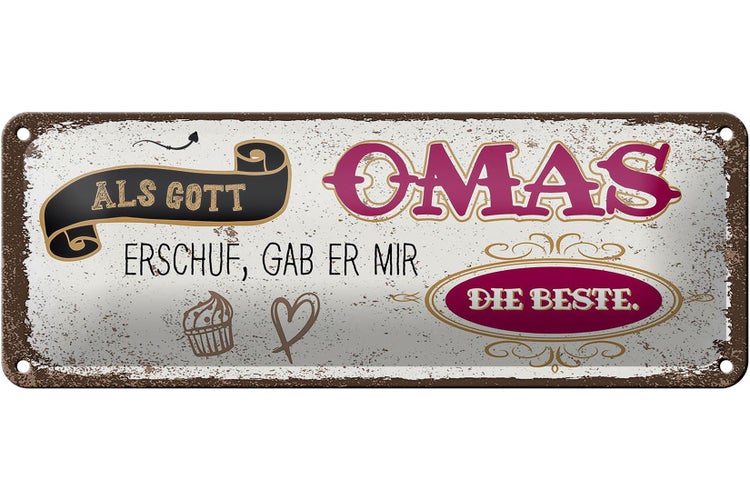 Blechschild Spruch Gott gab mir die beste Oma 27x10cm Dekoration