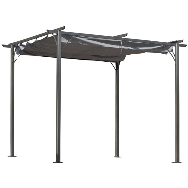 Outsunny Wasserdichter Pavillon, 300L x 300B x 230H cm, Metall, Schwarz+Grau