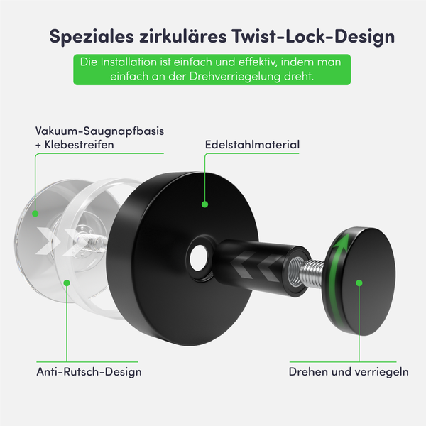 EAVY Handtuchhaken Edelstahl Schwarz mit Saugnapf 2er Pack
