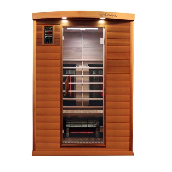 Dewello® Infrarotkabine Infrarotsauna PIERSON PRO Zeder 135cm x 105cm inkl. 3 Duo-Strahler, 2 Vollspektrumstrahler , 3 Karbonstrahler