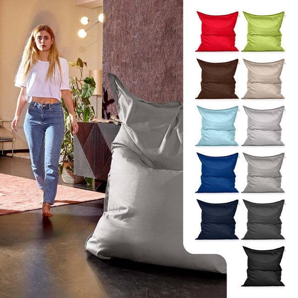 Green Bean Indoor Sitzsack XXL 140x180cm 380 Liter Kinder & Erwachsene Bean Bag EPS Perlen Füllung Riesensitzsack Groß Liegekissen Sitzkissen - Hellgrau Silbergrau