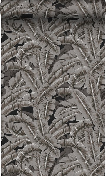 Origin Wallcoverings Tapete Palmblätter Dunkelgrau - 53 cm x 10,05 m - 347440