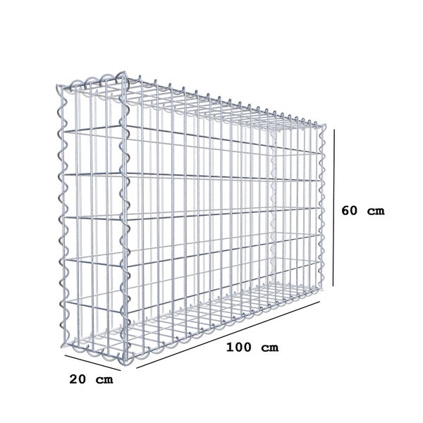 Gabione 100 cm x 60 cm x 20 cm (L x H x T), Maschenweite 5 cm x 10 cm, Spirale