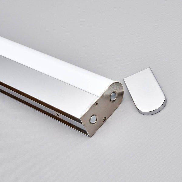 Moderne schwarze LED-Stehleuchte aus Metall mit flexiblem Hals und rundem Fuß.