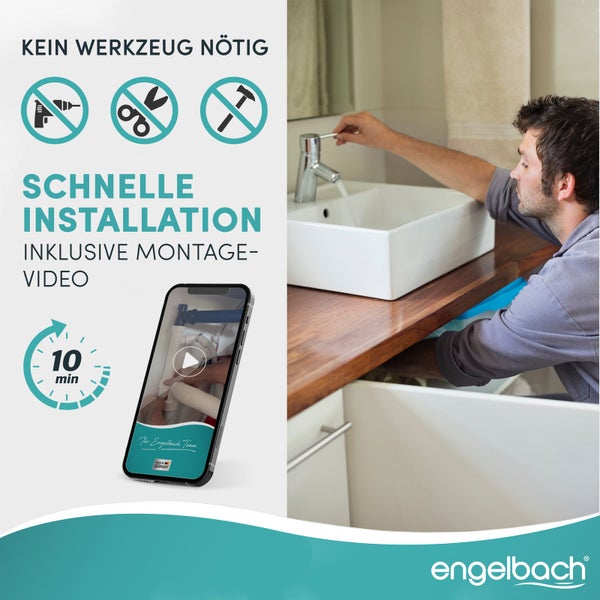 Engelbach® Siphon für Küchenspüle mit Flexiblem Ablaufschlauch mit Geräteanschluss inkl. Montage-Video