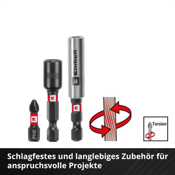 Original Einhell XL-CASE 95-tlg. schlagfestes Bit- und Bohrer-Set (Bits, diverse Bohrer, Bithalter, Steckschlüssel, Senker, Bohrstopper, Stiftschlüssel inkl. Aufbewahrungsbox)