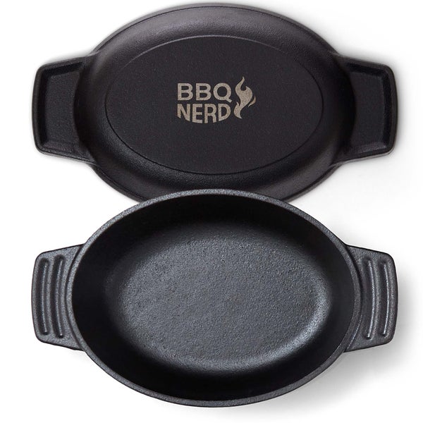 BBQ-Nerd Servierpfännchen aus Gusseisen im 6er Set |  Grillpfännchen - oval 22,5x13 cm - zum Braten Überbacken Grillen Anrichten Servieren | Gusspfännchen für einzelne Portionen