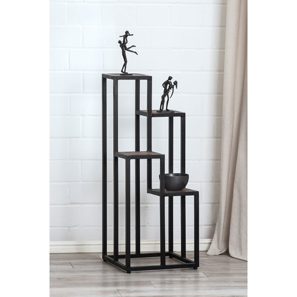 Säule GILDE Höhe 100 cm braun Holz, Metall