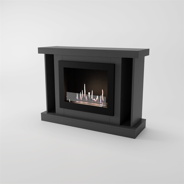 GLOW FIRE Ethanol Kamin 'Hamar' | Ethanolofen in grau mit 3 Std. Brenndauer und 2 KW Heizleistung | BxHxT: 120,4x88,9x38 cm