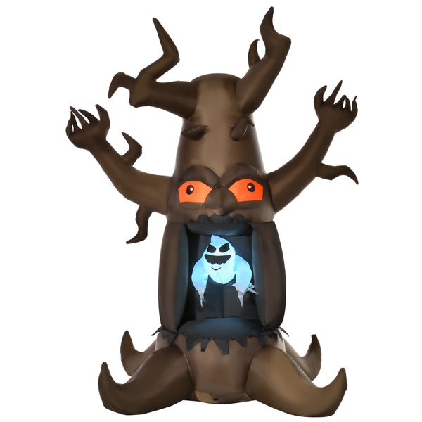HOMCOM Aufblasbarer Halloween Baum mit 3 Lichtern für den Garten, 180 x 140 x 240 cm, Polyester, Braun