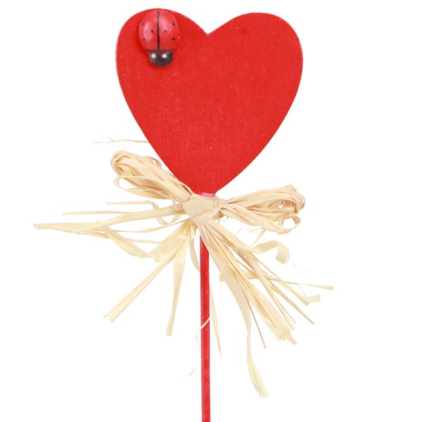 Dekorativer Herzstecker mit Schleife und Marienkäfer
