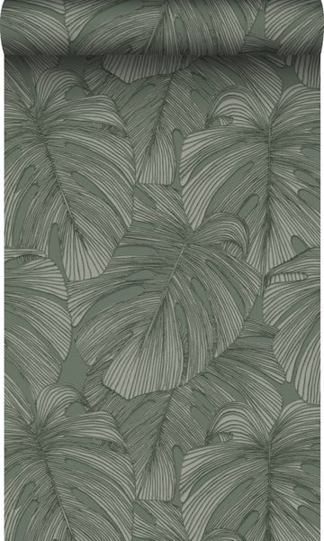 Origin Wallcoverings Tapete 3D Muster Blätter Graugrün - 50 x 900 cm - 347919