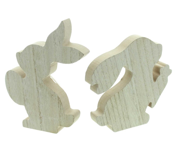 FRANK FLECHTWAREN | Hase Friends, 2er Set, MDF, JUTE, POLYESTER, 13 x 2,5 x 13 cm, 12,5 x 2,5 x 16 cm