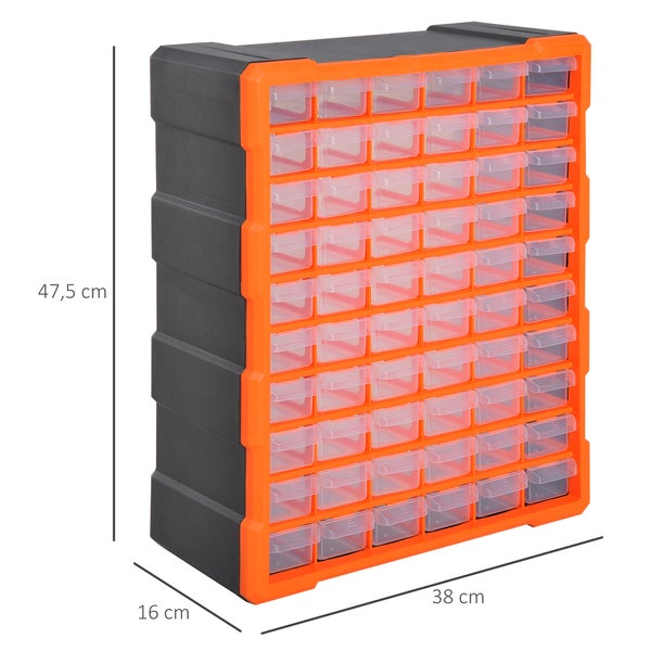 DURHAND Sortierkasten, L38 x B16 x H47,5 cm, PP, Orange