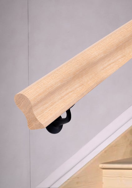 HandyStairs Treppengeländer aus Holz – Handlauf mit Schlüssellochprofil 45 x 75 mm – Eiche – 390 cm