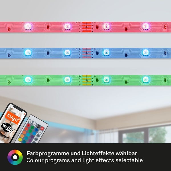 LED Band Smart WiFi 5 Meter RGB selbstklebend kürzbar weiß Kunststoff Briloner