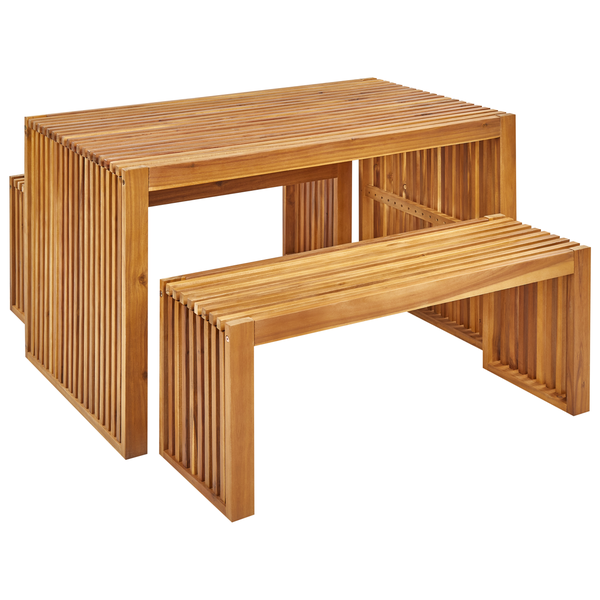 Gartenmöbel Set mit Bänken 4-Sitzer BELLANO Akazienholz Braun