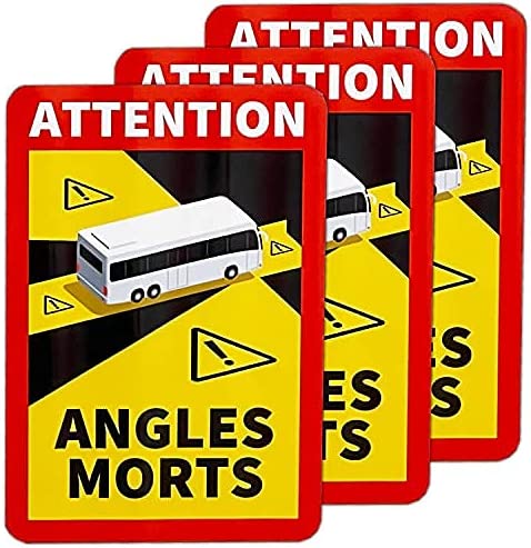 UvV Schild Toter Winkel Angles Morts Frankreich 250 x 170 für LKW oder BUS & CAMPER geeignet / LKW-Adhäsivfolie