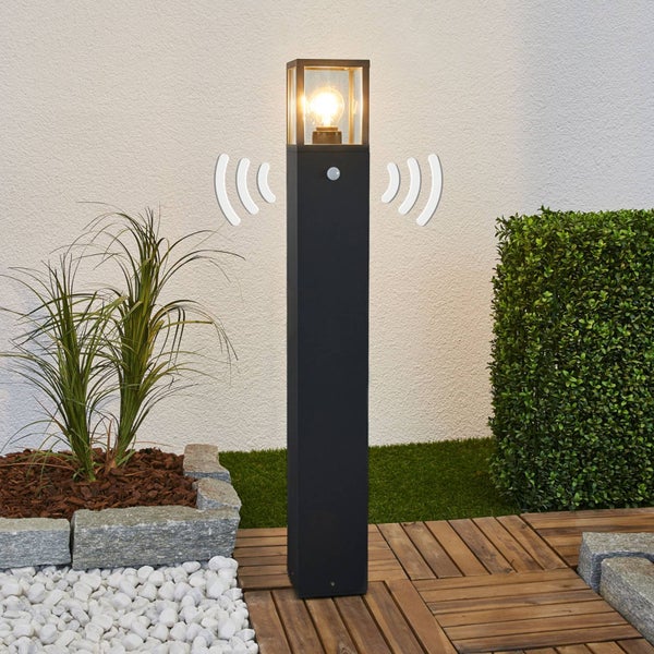Lucande Wegeleuchte / Pollerleuchte mit Bewegungsmelder, spritzwassergeschützt IP54 Aussenleuchte 90 cm 1x E27 max. 15W ohne Leuchtmittel Außenleuchte