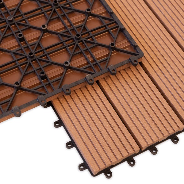 FLOORDIREKT WPC-Klickfliese Royal - Wetterbeständige Terrassenfliese - Hellbraun 30 x 60 cm