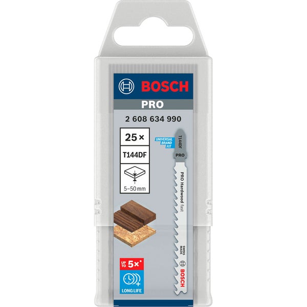 Bosch Stichsägeblätterset, 25 Stück, T144DF, geeignet für Hartholz