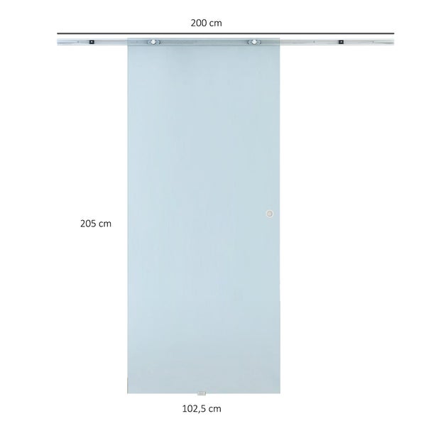 Detailansicht einer Glasschiebetür mit Metallschiene