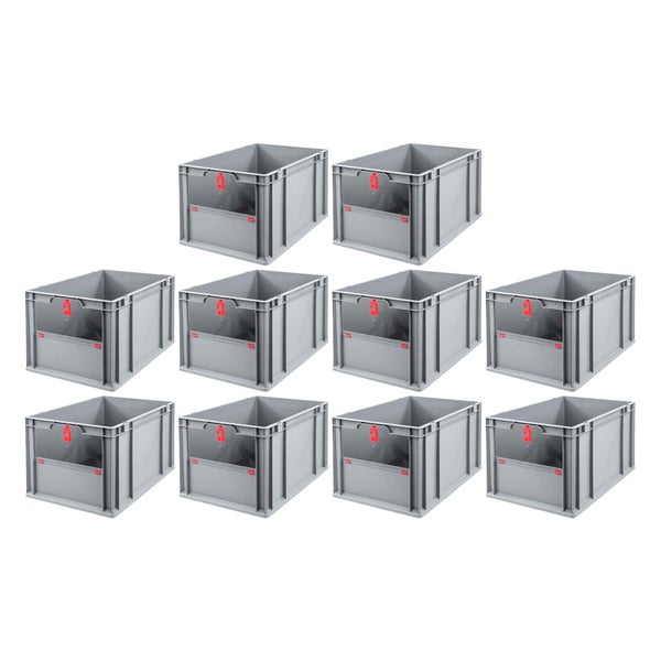 PROREGAL SparSet 10x Eurobox NextGen Insight Cover HxBxT 32 x 40 x 60 65 Liter Hoch/Rot Eurobehälter Transportbox