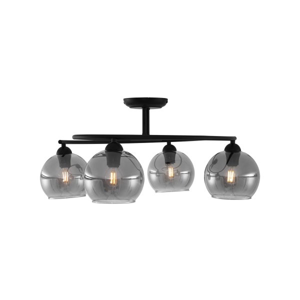 Deckenleuchte mit vier grauen Glasschirmen