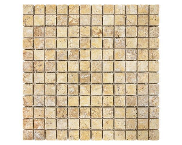 Wohnrausch Natursteinmosaik Travertin GOLD 2,3 x 2,3 cm, getrommelt, gold-gelb