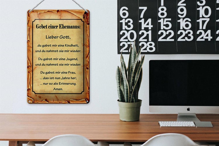 Blechschild Spruch 20x30cm Gebet eines Ehemanns Lieber Gott