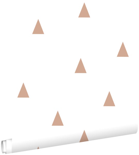 ESTAhome Tapete grafische kleine Dreiecke Weiß und Terrakotta - 53 cm x 10.05 m - 139351