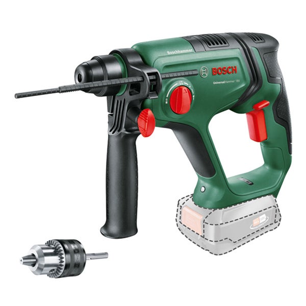 Bosch Akku Bohrhammer UniversalHammer 18V mit Zusatzhandgriff Tiefenanschlag und Schnellspannbohrfutter