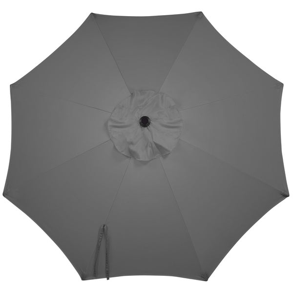 Grauer Sonnenschirm von unten gesehen