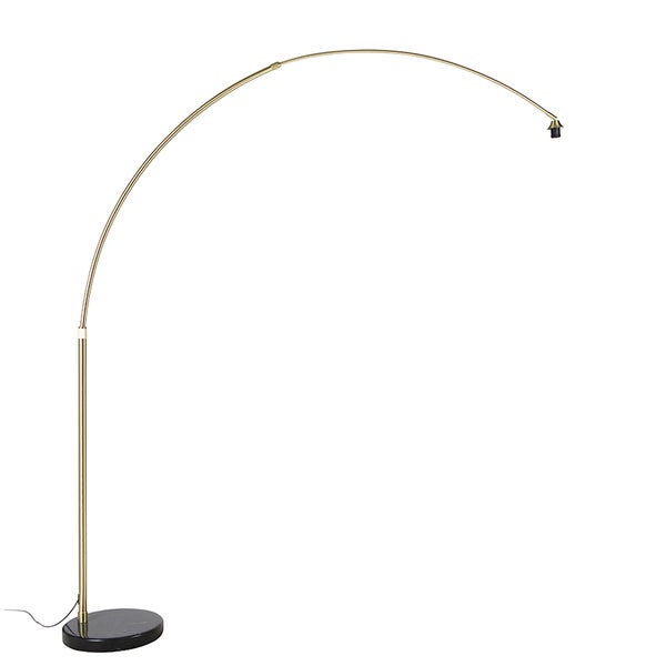 Bogenlampe Messing mit schwarzem Marmorsockel verstellbar - XXL