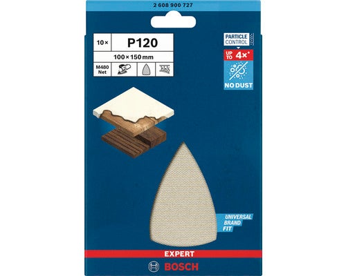 Packung Bosch Expert Schleifblätter P120, 10 Stück, Größe 100 x 150 Millimeter