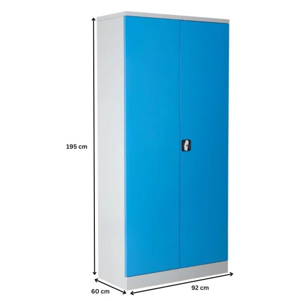 PROREGAL Stahlschrank Bee 5 Fachböden HxBxT 195 x 92 x 60 cm Pulverbeschichtetes & Verstärktes Fachbodenmaterial Grau & Hellblau