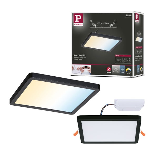 VariFit LED Einbaupanel Smart Home Zigbee 3.0 Areo IP44 eckig 175x175mm 13W 1200lm Tunable White Schwarz dimmbar