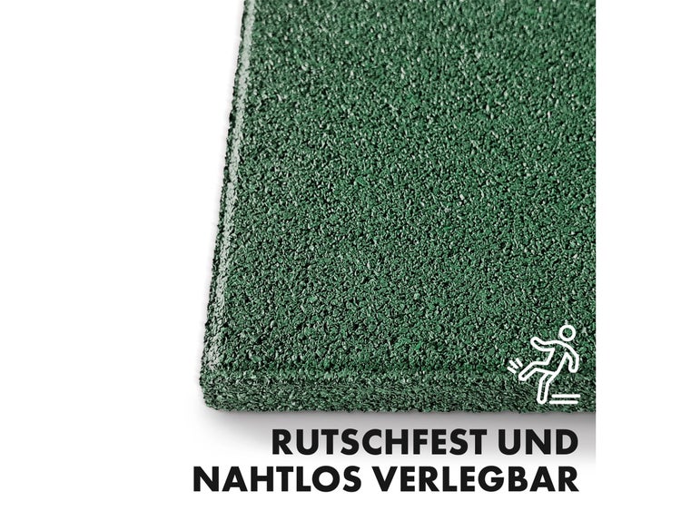 FLOORDIREKT Fallschutzmatte - Elastikmatte - Fallschutzplatte mit Drainage - Grün - 50 x 50 x 2,5 cm