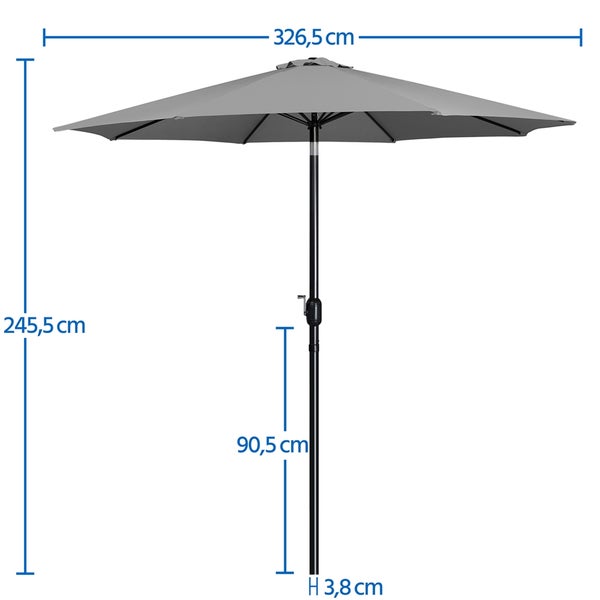 Abbildung eines Sonnenschirms mit Größenangaben