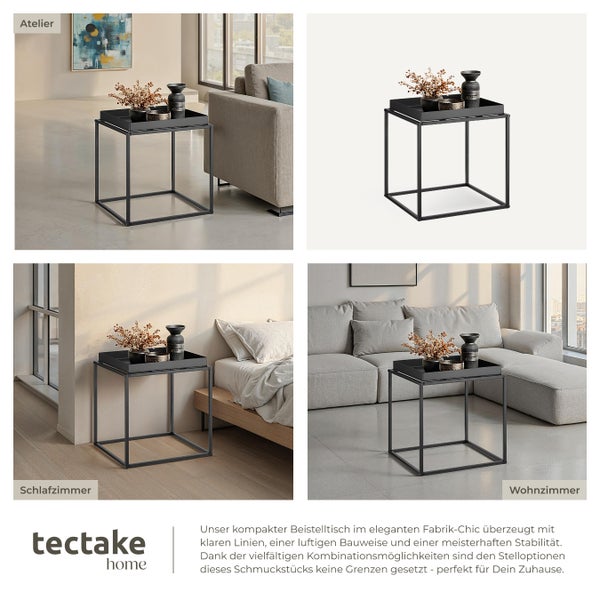 Beistelltisch tectake Cambridge 40 x 40 x 44 cm Stahl schwarz
