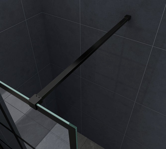 Detailansicht einer Duschkabine mit Strebe zur Stabilisierung