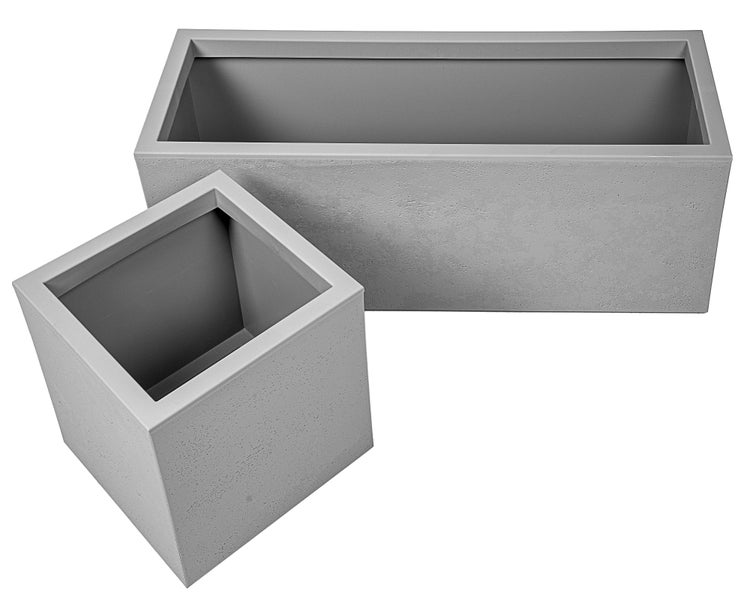 Ondis24 Pflanzkübel Vulkan 57 L + 21 L grau Set Basalt, Blumentopf, Pflanzgefäß