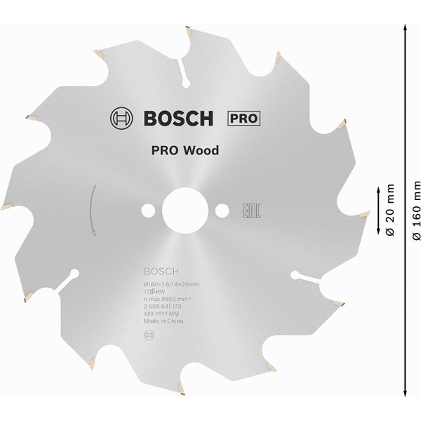 Bosch Pro Wood Kreissägeblatt, 160 Millimeter Durchmesser