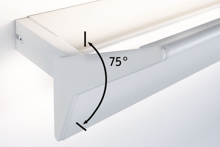 Wandleuchte mit verstellbarem Leuchtenkopf in einem Winkel von 75 Grad für eine flexible Lichtausrichtung.